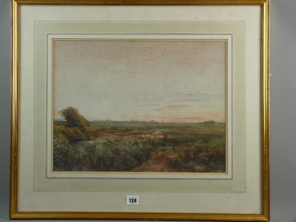 F J KERR watercolour - heathland scene with sheep, signed and dated 1919, 33 x 43 cms