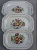 COPELAND SPODE (unusual grey clay) SERVING PLATTERS, a graduating trio with central transfer and