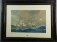 REUBEN CHAPPELL watercolour - portrait of the threemaster 'Cymric' in heavy seas, 35 x 52.5 cms (