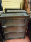 THREE GLOBE WERNICKE STYLE POLISHED BOOKCASES each having three glass fronted doors