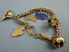 A NINE CARAT GOLD BRACELET with seven charms, total 24 grms