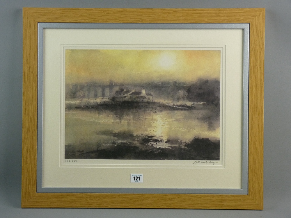 WILLIAM SELWYN coloured limited edition (123/300) print - Gorad Goch Island on the Menai Straits,