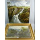 THOMAS FAIRFAX oil, believed on board - landscape with river near Llanberis, signed and entitled, 39
