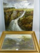 THOMAS FAIRFAX oil, believed on board - landscape with river near Llanberis, signed and entitled, 39