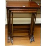A FINE QUARTETTO OF OBLONG COFFEE TABLES, the tops having neat beadwork edging set in and all on