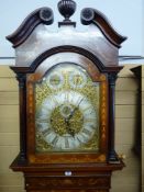 A VERY HANDSOME LATE 19th CENTURY MAHOGANY AND INLAID LONGCASE CLOCK, the heavily gilt and