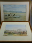 DYLAN W EVANS coloured limited edition (202/350) print - children playing on the sands at Aberdesach