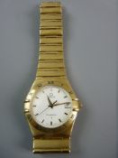 AN EIGHTEEN CARAT GOLD MID SIZE OMEGA CONSTELLATION CALENDAR WRISTWATCH, 3.3 cms diameter, with