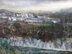 DARREN HUGHES mixed media - North Wales quarrying village, signed and dated 2006 and entitled '