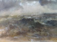 WILLIAM SELWYN watercolour - rough seas at Aberdesach, signed, 36 x 54cms