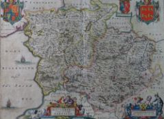 UNKNOWN CARTOGRAPHER a coloured and tinted map of Montgomeryshire, mounted but unframed, overall