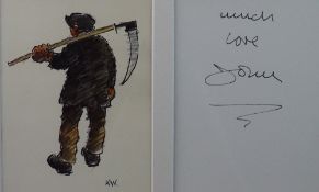 SIR KYFFIN WILLIAMS RA coloured print - farmer with sickle, together within the same frame, the
