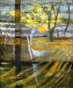 WILLIAM BROWN oil on board - landscape entitled 'Reflections in a Winter Landscape', signed, 55 x