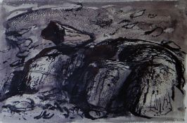 JOHN PIPER three framed prints - entitled 'Rocks at Nant Ffrancon, Snowdonia I', 'Tryfan, North