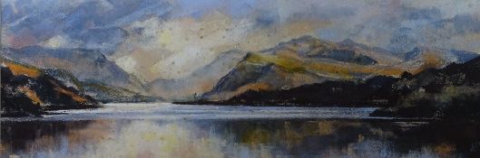 ALED PRICHARD JONES pastel - Snowdon from Llyn Padarn, signed with initials and signed in full verso