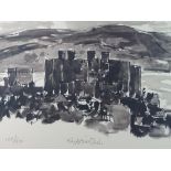 SIR KYFFIN WILLIAMS RA colourwash limited edition (169/500) print - Conwy Castle and the Town,