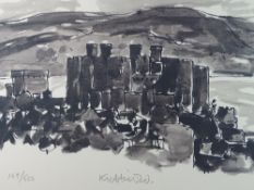 SIR KYFFIN WILLIAMS RA colourwash limited edition (169/500) print - Conwy Castle and the Town,