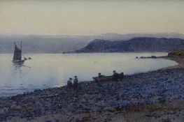 WILLIE STEPHENSON watercolours - a set of three, all depicting Deganwy coastline views with boats