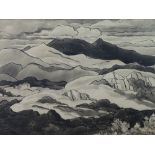 WILL ROBERTS early colourwash and ink - landscape drawing of Snowdonia, signed on the painting '