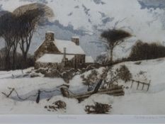 KEITH ANDREW artist proof etching - 'Snow Place', signed and dated 1978, 21 x 33cms