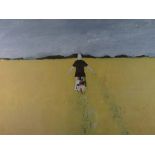 JOHN KNAPP FISHER coloured limited edition (33/500) print - 'Girl in the Rape Field', signed in