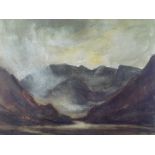 SIR KYFFIN WILLIAMS RA coloured print - Snowdonia mountainscape, signed in full, 42 x 51cms