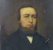 19th CENTURY ENGLISH/WELSH SCHOOL oil on card, unframed - head and shoulders portrait of Robert