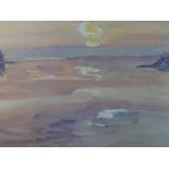 SIR KYFFIN WILLIAMS RA coloured limited edition (64/250) print - setting sun, signed with