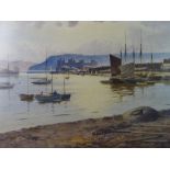 WARREN WILLIAMS ARCA fine watercolour - Conwy Harbour, Walls, Castle and Suspension Bridge with