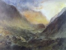 WILLIAM SELWYN artist's proof coloured print - a stormy and threatening Llanberis Pass, signed in