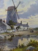 WARREN WILLIAMS ARCA watercolour - iconic depiction of the mill with mill cottages and mill pond