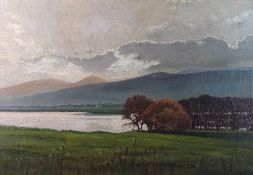 HARRY YOUNG oil on canvas - Conwy Valley and river scene from Tal-y-Cafn, signed and dated 1946,