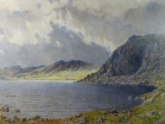 ISAAC COOKE watercolour - stormy clouds over a lake, signed, 49 x 74cms