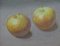 DAVID WOODFORD watercolour - still life, study of two apples, signed with initials, 15 x 16.5cms