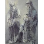 WILLIAM SELWYN a pair of limited edition coloured prints - (102/300) two farmers and dog chatting,