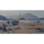 WARREN WILLIAMS ARCA coloured limited edition (465/500) print - figures and beached boats on the