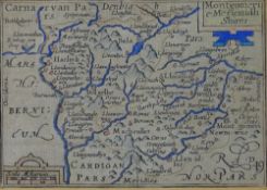 VAN DEN KEERE (KAERIUS) a pair of miniature coloured and tinted maps - one of the Counties of mid