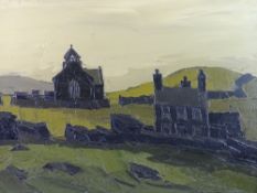 SIR KYFFIN WILLIAMS RA oil on canvas - an early morning sunrise over Llanrhwydrus church near