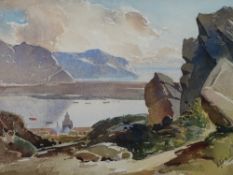 GEORGE GRAINGER SMITH watercolour - the Conwy Estuary from the Vardre looking down on Deganwy