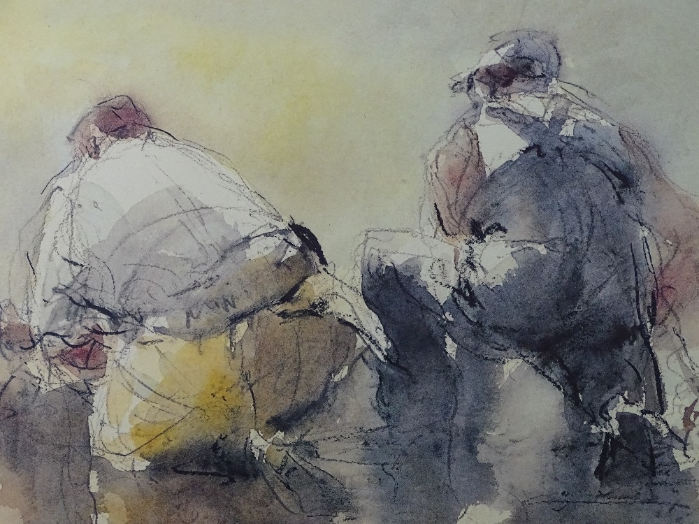 WILLIAM SELWYN a pair of coloured limited edition prints - (113/500) two fisherman hauling in nets