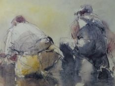 WILLIAM SELWYN a pair of coloured limited edition prints - (113/500) two fisherman hauling in nets