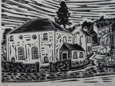 ANTHONY EVANS limited edition (5/80) black and white print - street scene with chapel, signed in