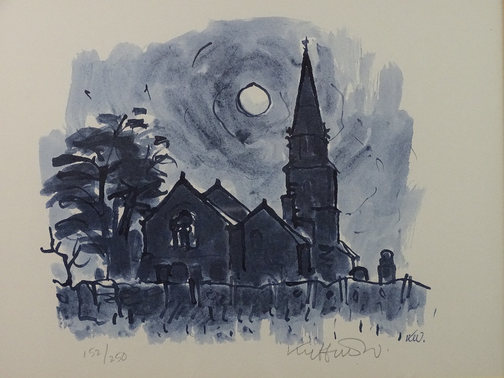 SIR KYFFIN WILLIAMS RA pair of coloured limited edition (152/250) prints - 'Llanedwen Church by Day' - Image 2 of 2