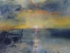 WILLIAM SELWYN early watercolour - sunset over the Foryd, signed, 28 x 38cms