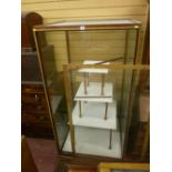 A VICTORIAN MAHOGANY DISPLAY CASE, 184 cms high square section glass sided case with lift-out