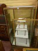 A VICTORIAN MAHOGANY DISPLAY CASE, 184 cms high square section glass sided case with lift-out