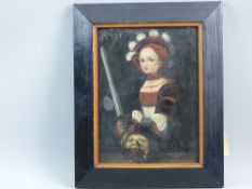 AFTER LUCAS CRANACH THE ELDER oil on copper - Judith and Holophernes, 18.5 x 14 cms