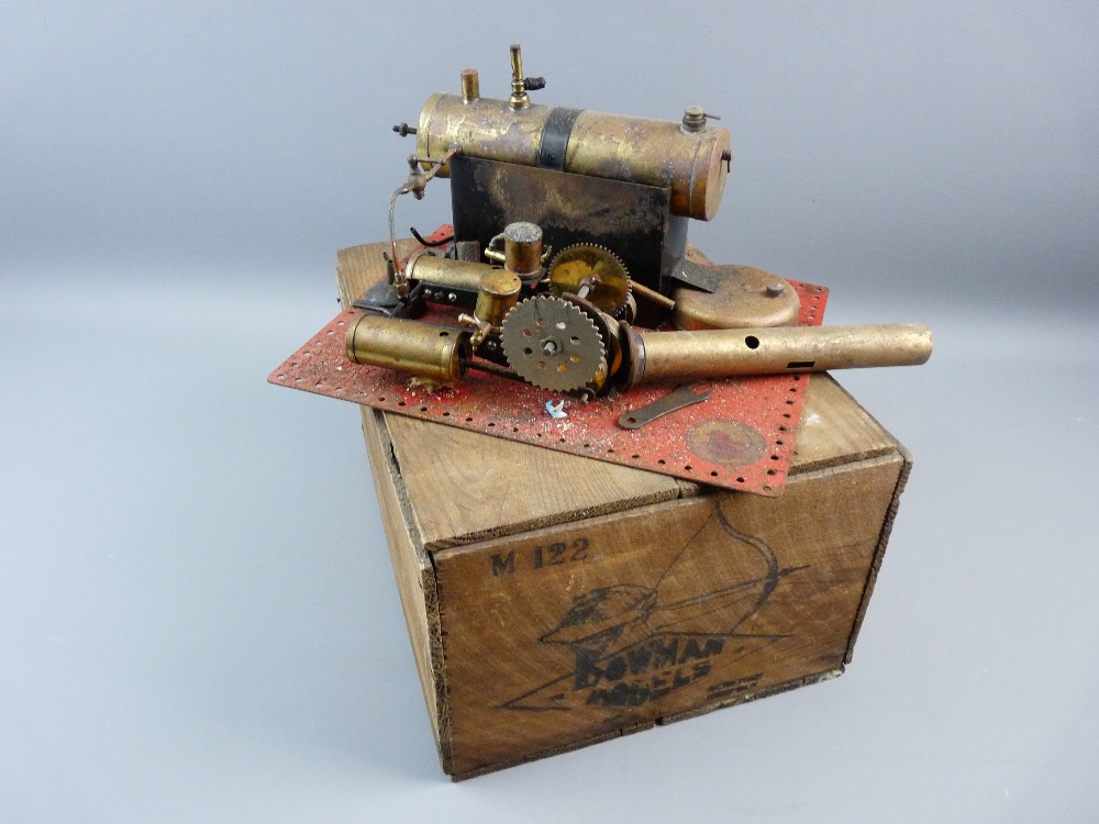 A BOWMAN MODEL LIVE STEAM STATIONARY ENGINE, twin piston with regulator and spirit burner in