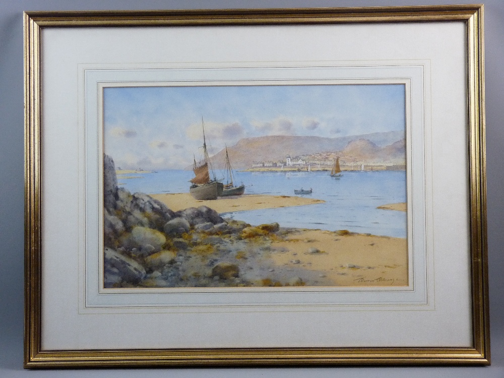 WARREN WILLIAMS ARCA watercolour - beached boats near Marine Walk, Conwy opposite Deganwy showing