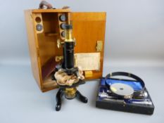 A STUDENT/LABORATORY MICROSCOPE, Kima model no. 66650 by W Watson & Sons Ltd, London, black japanned